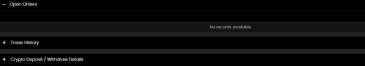 open orders cancelled and no records found