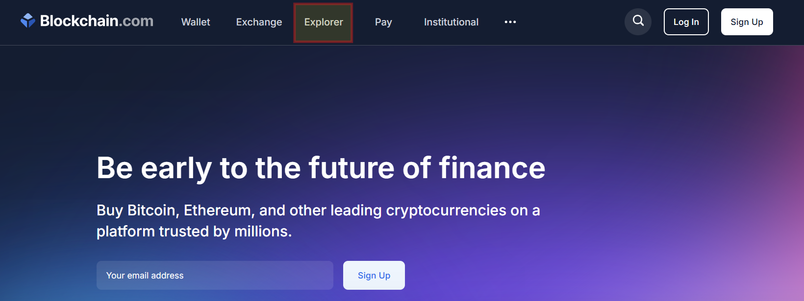 blockchain explorer main page